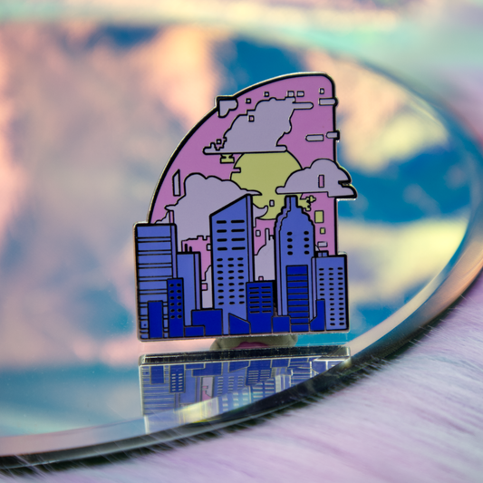 City Sunrise Vaporwave Enamel Pin