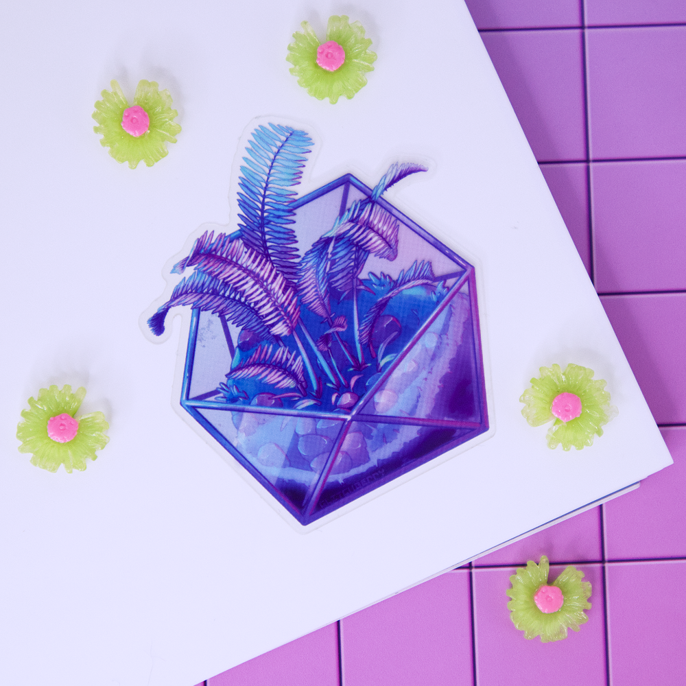 Fern Terrarium Clear Vinyl Sticker