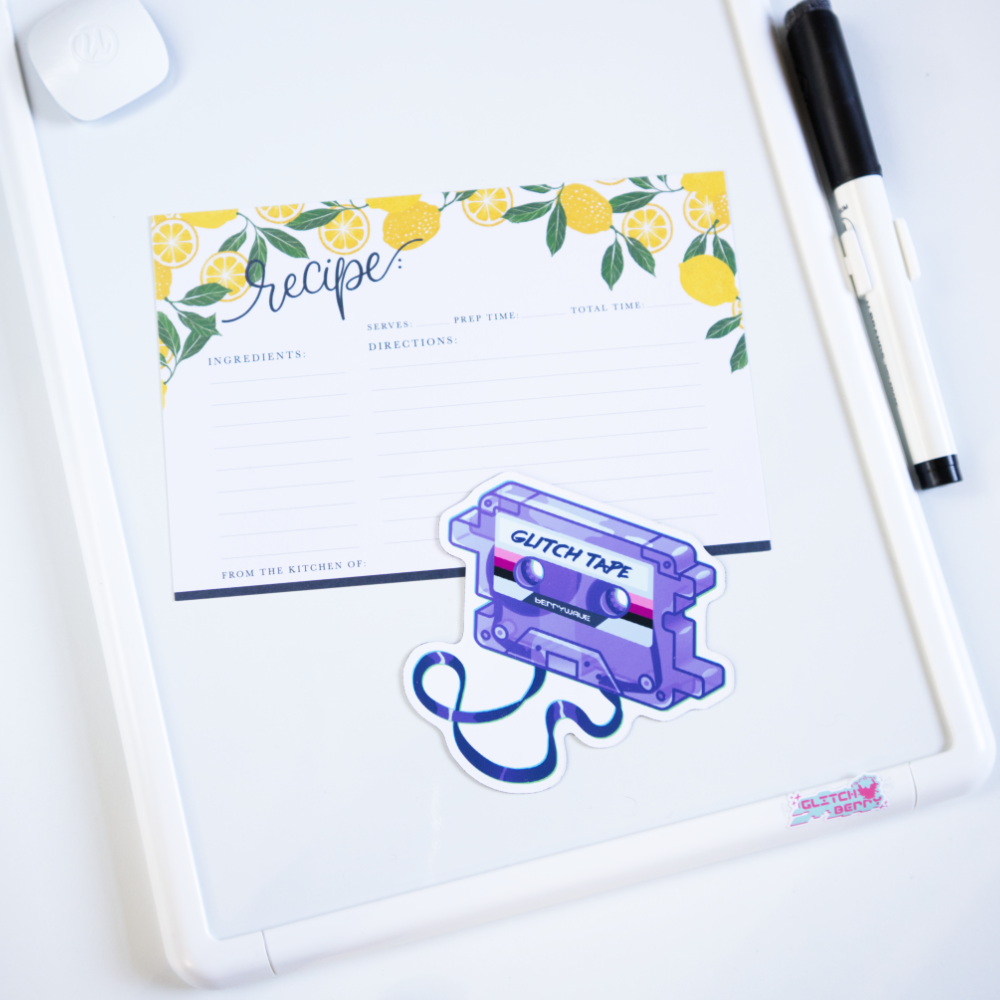 Purple "GlitchTape" Cassette" Fridge Magnet