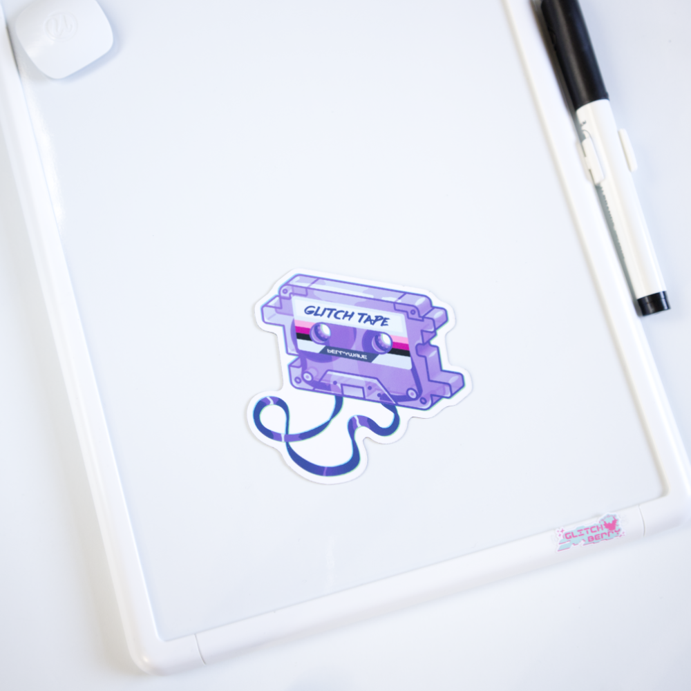 Purple "GlitchTape" Cassette" Fridge Magnet