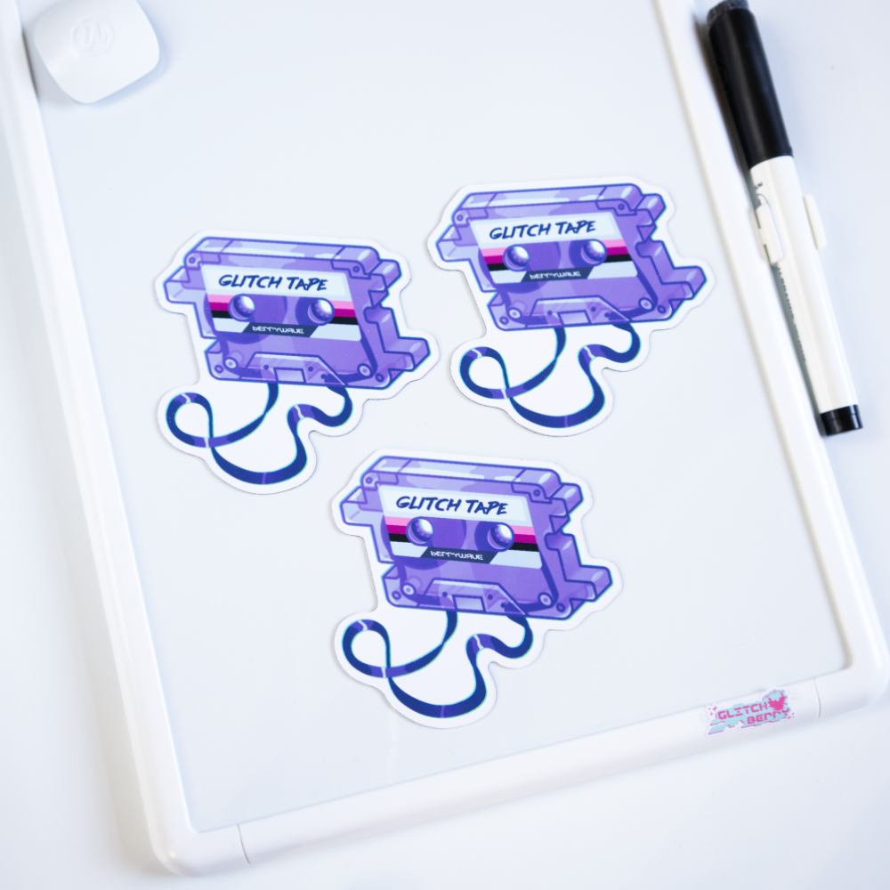 Purple "GlitchTape" Cassette" Fridge Magnet