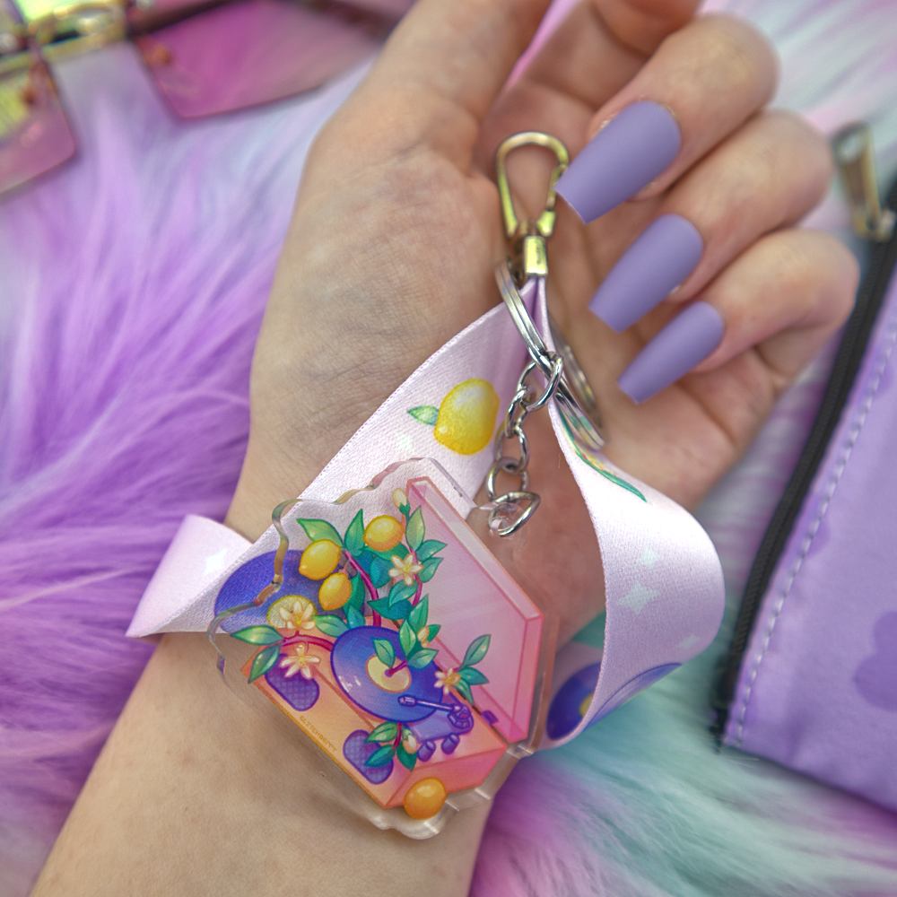 Lemon Record Player Wrist Keychain Lanyard