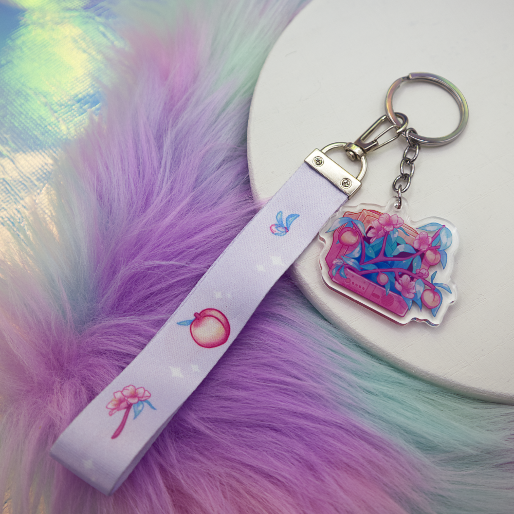 Peach TV Wrist Keychain Lanyard