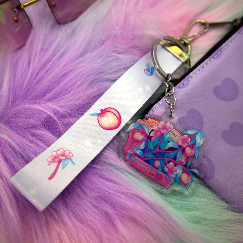 Peach TV Wrist Keychain Lanyard