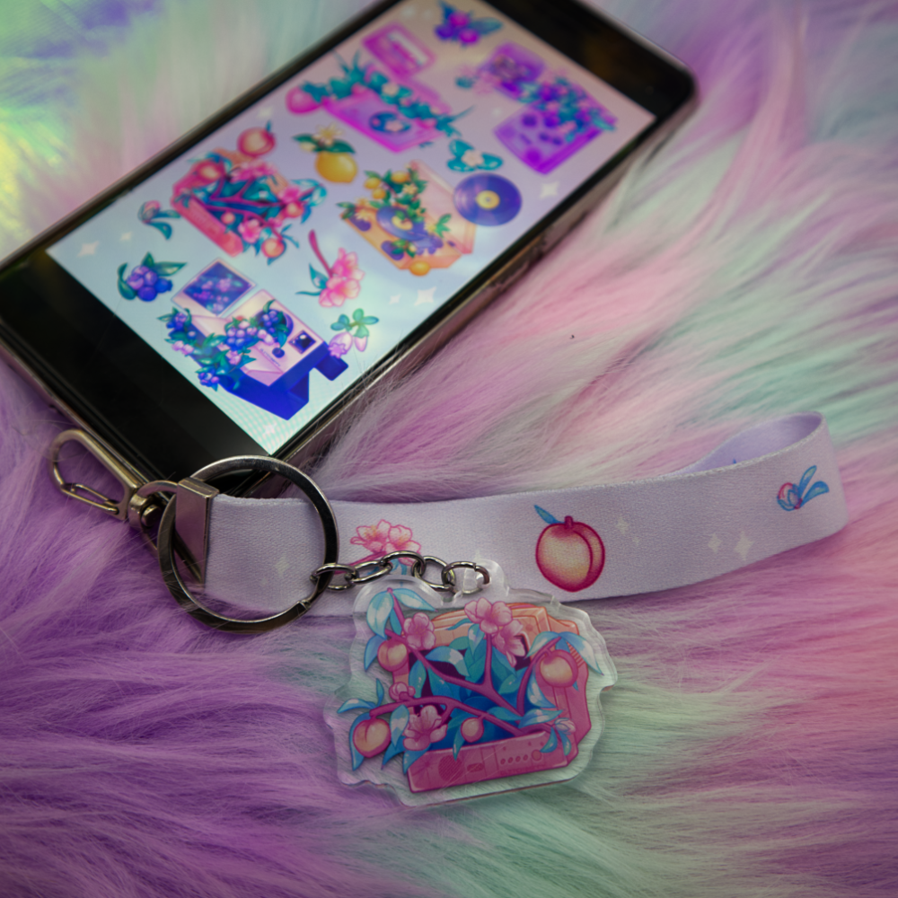 Peach TV Wrist Keychain Lanyard