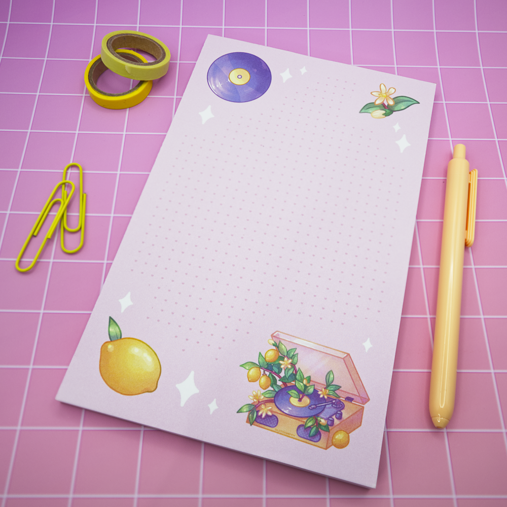 Lemon Record Player 5"x8" Notepad