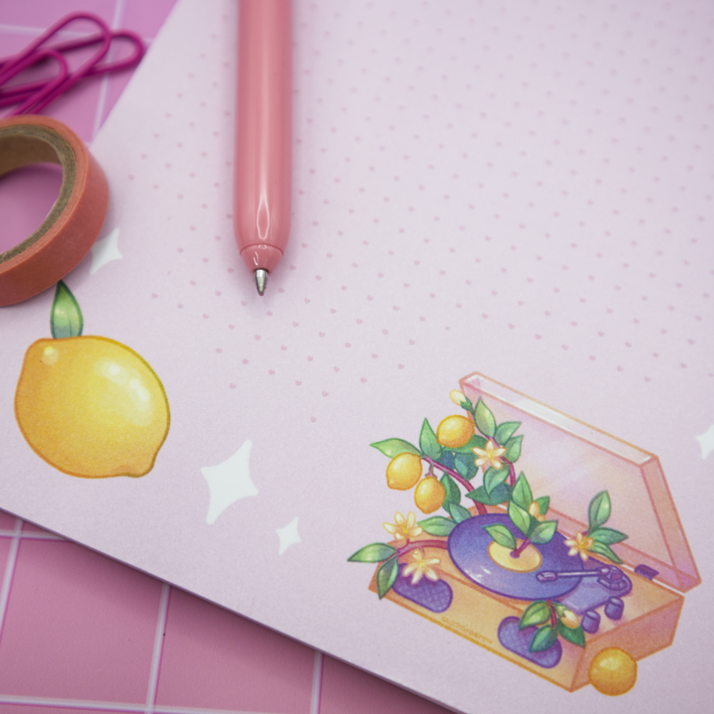 Lemon Record Player 5"x8" Notepad