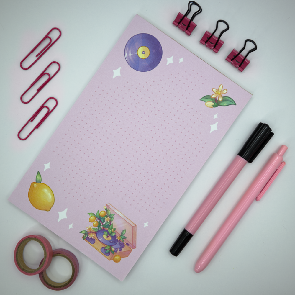 Lemon Record Player 5"x8" Notepad