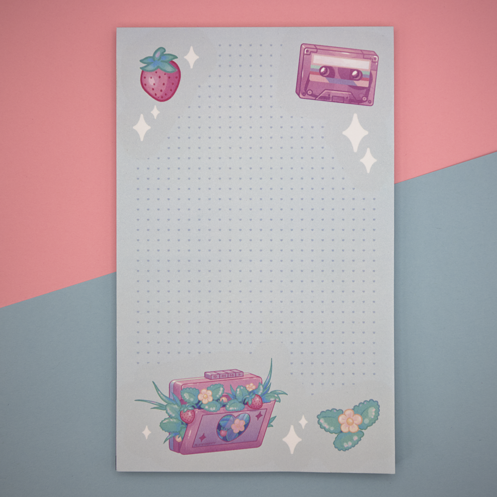 Strawberry Cassette 5"x8" Notepad