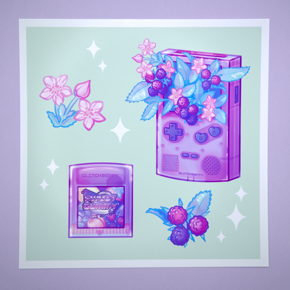 Raspberry Game Console 8x8" Art Print