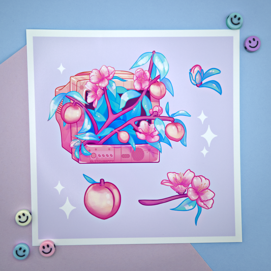 Peach TV 8x8" Art Print