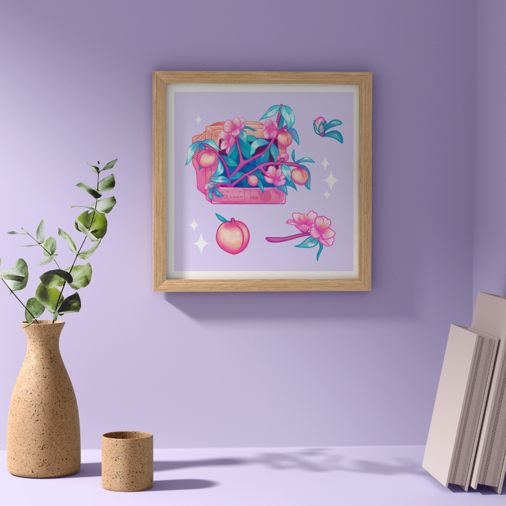 Peach TV 8x8" Art Print