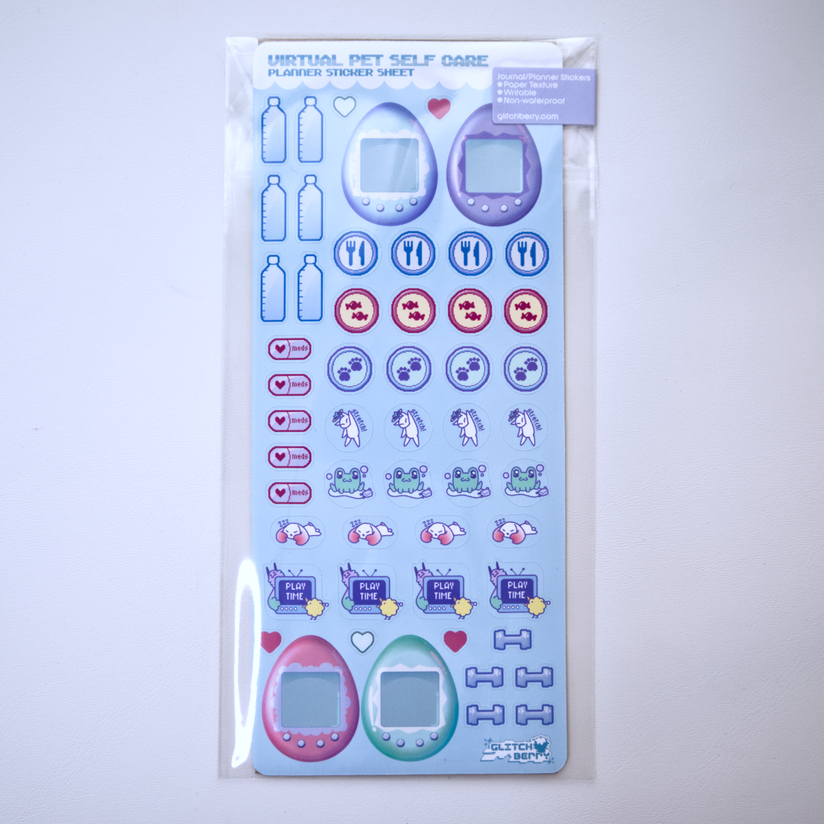 Virtual Pet Self-Care Planner Sticker Sheet