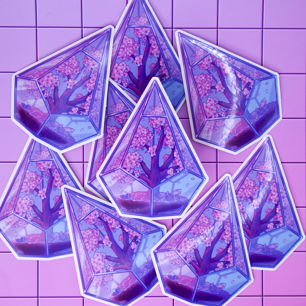 Sakura Terrarium Clear Vinyl Sticker
