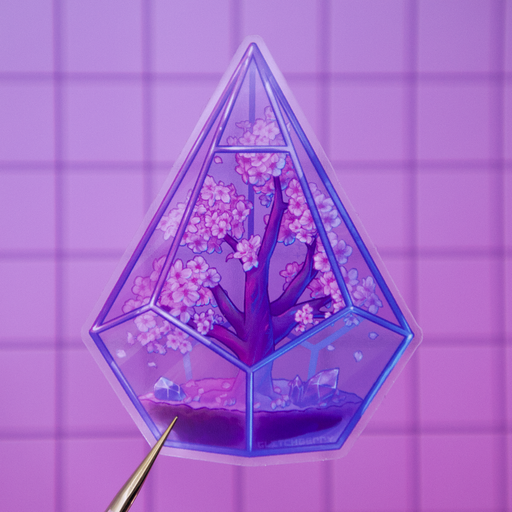 Sakura Terrarium Clear Vinyl Sticker