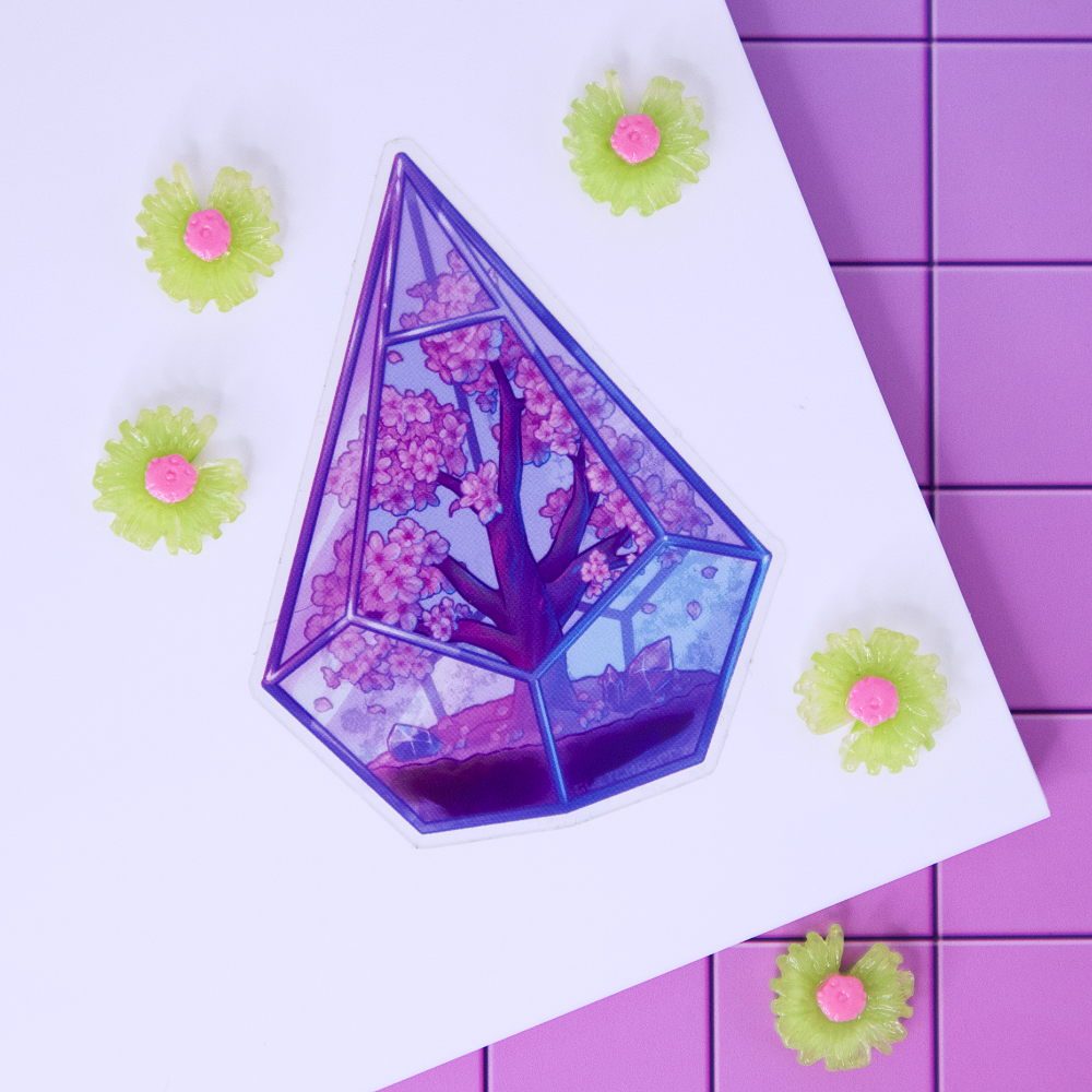 Sakura Terrarium Clear Vinyl Sticker