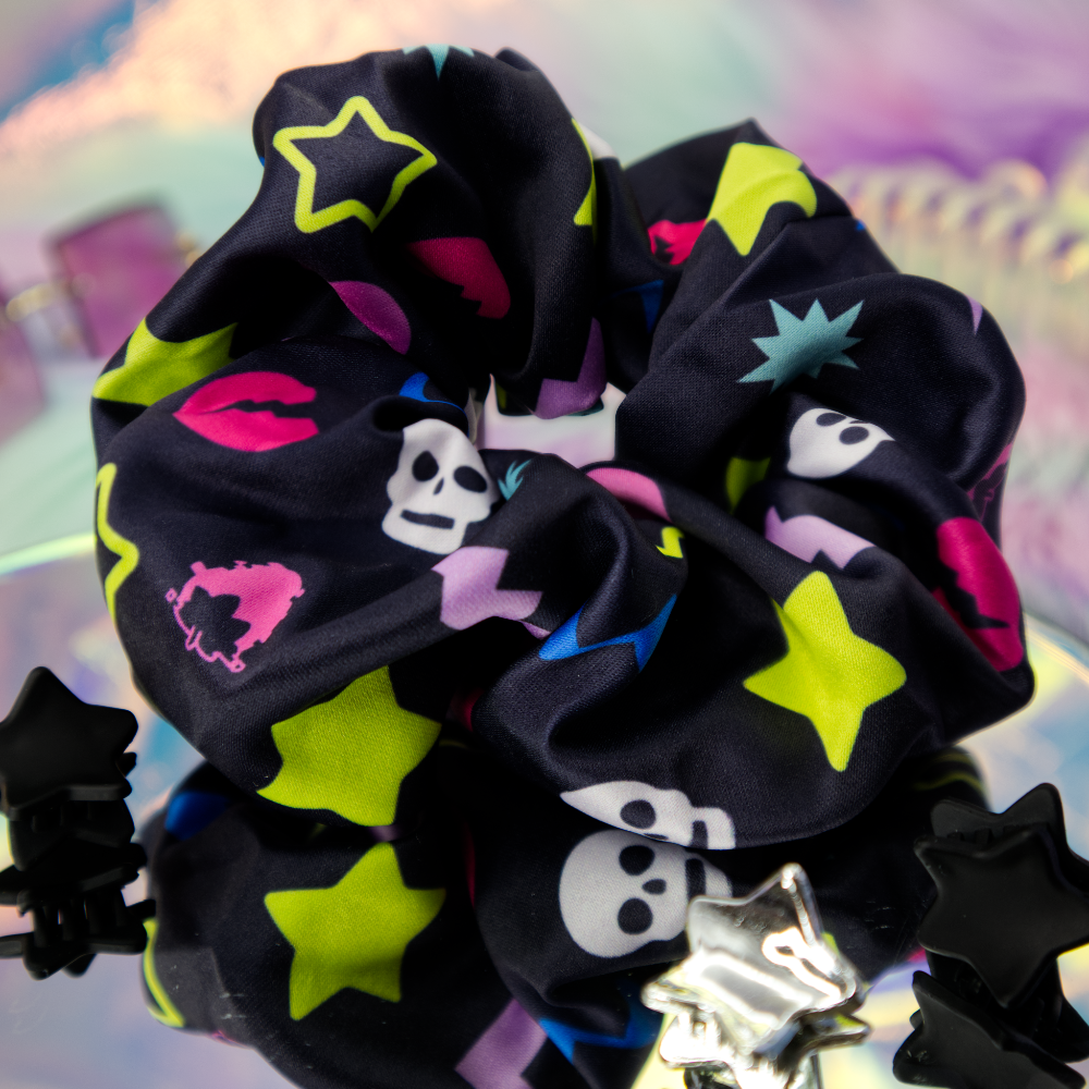 Scene Pattern Satin Scrunchie-Accessories-GlitchBerry