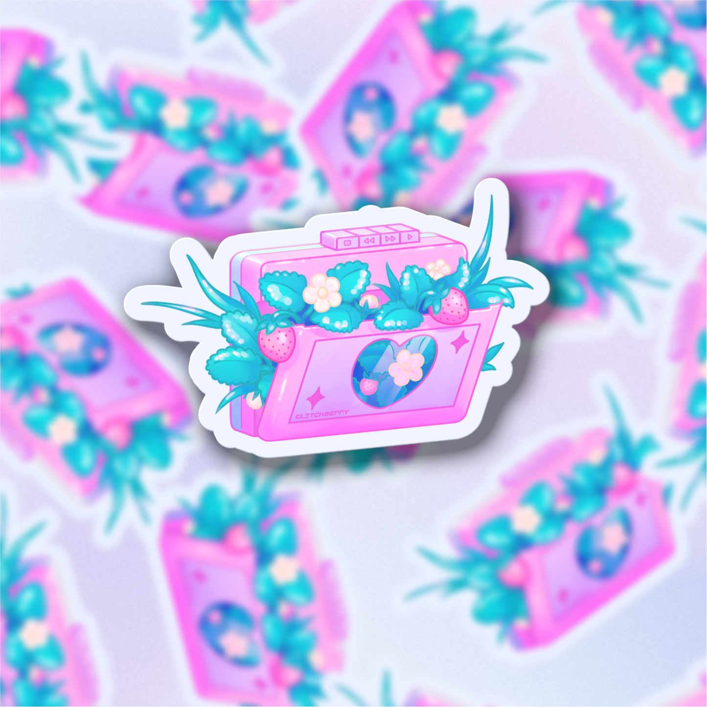 Strawberry Cassette Vinyl Sticker