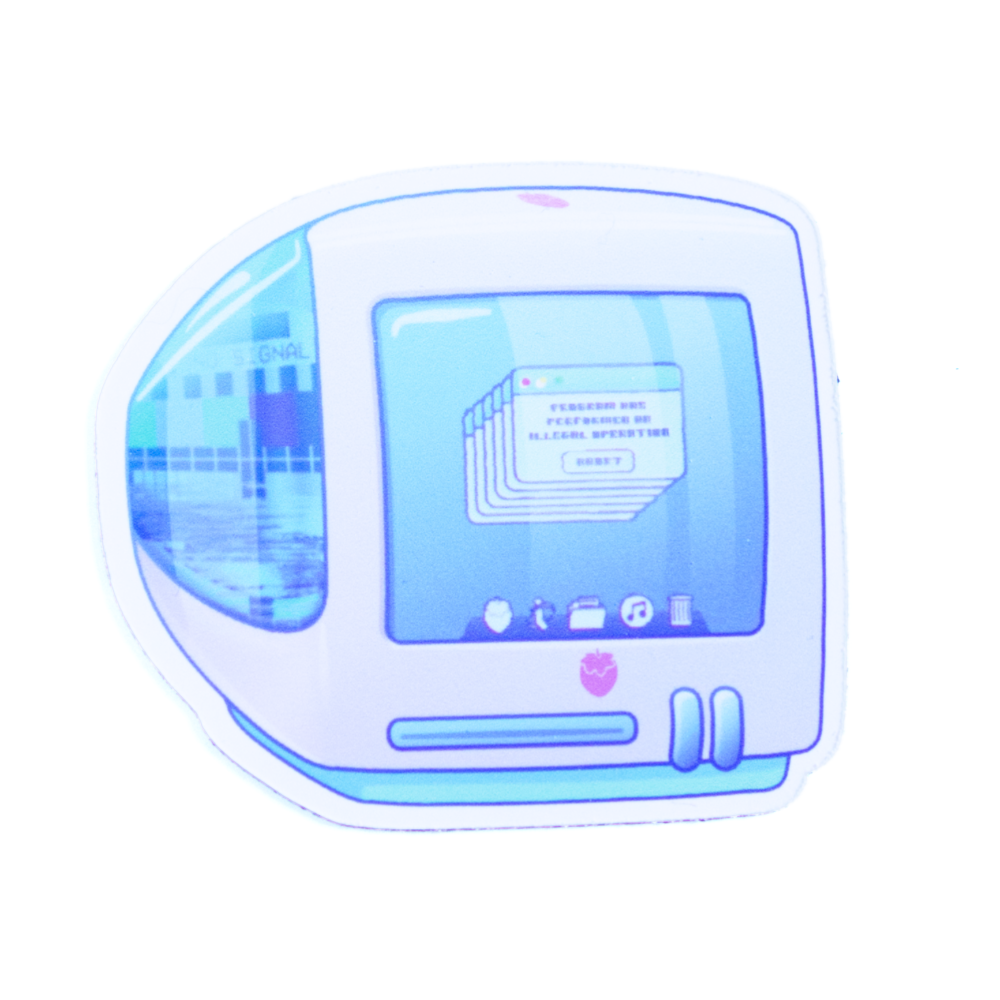 "Glitchy iBerry" Y2K Computer-Inspired Fridge Magnet