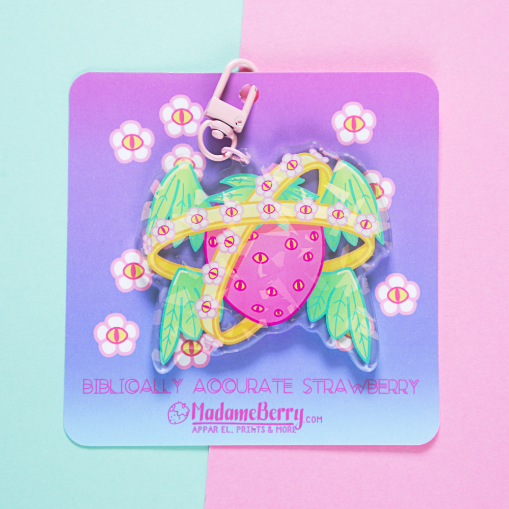 Biblically Accurate Strawberry Acrylic Keychain