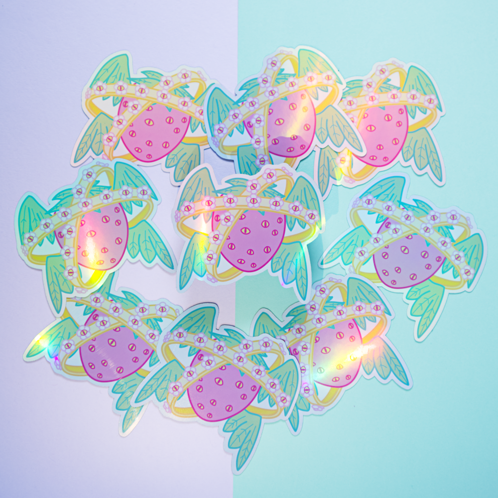 Biblically Accurate Strawberry Holographic Sticker