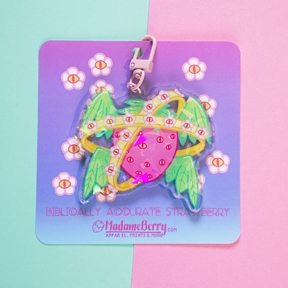 Biblically Accurate Strawberry Acrylic Keychain