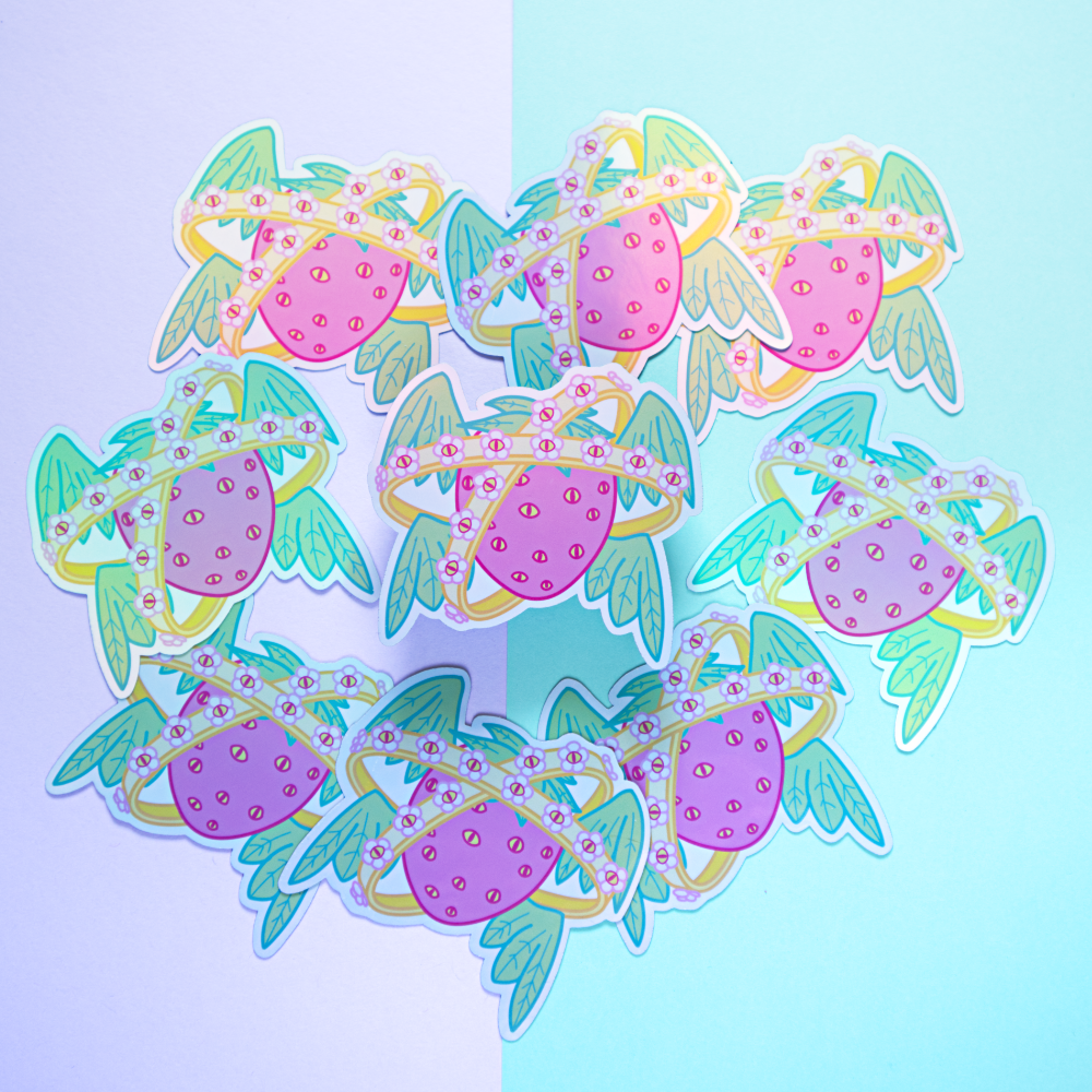 Biblically Accurate Strawberry Holographic Sticker
