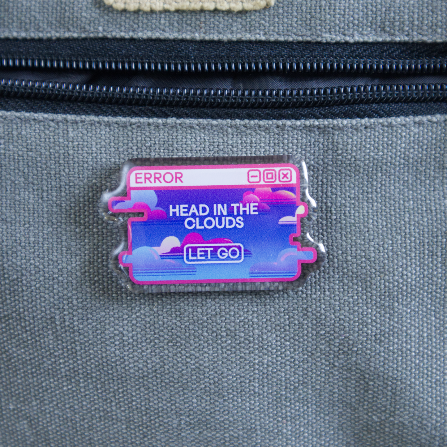 "Head in the Clouds" System Message Acrylic Pin