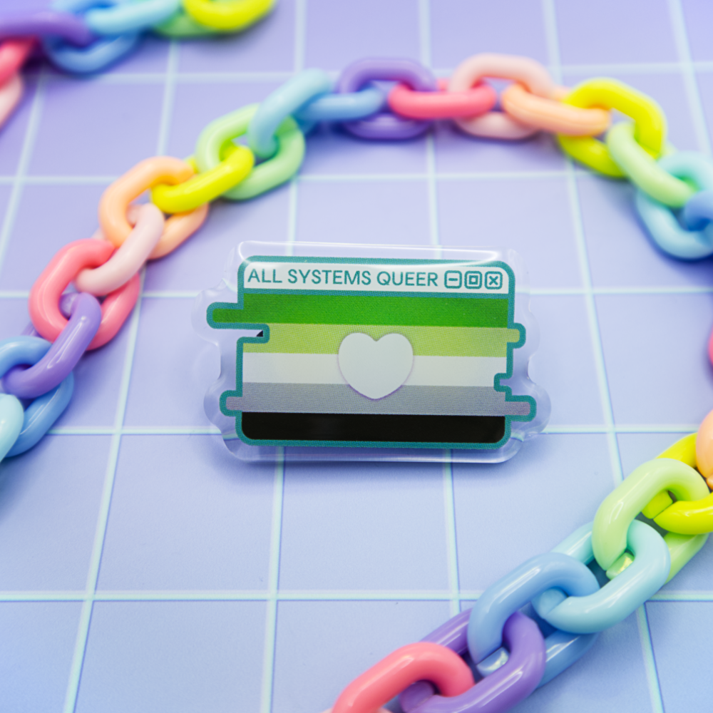 Aromantic Pride System Message Acrylic Pin