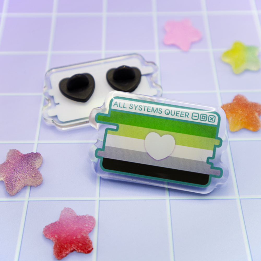 Aromantic Pride System Message Acrylic Pin
