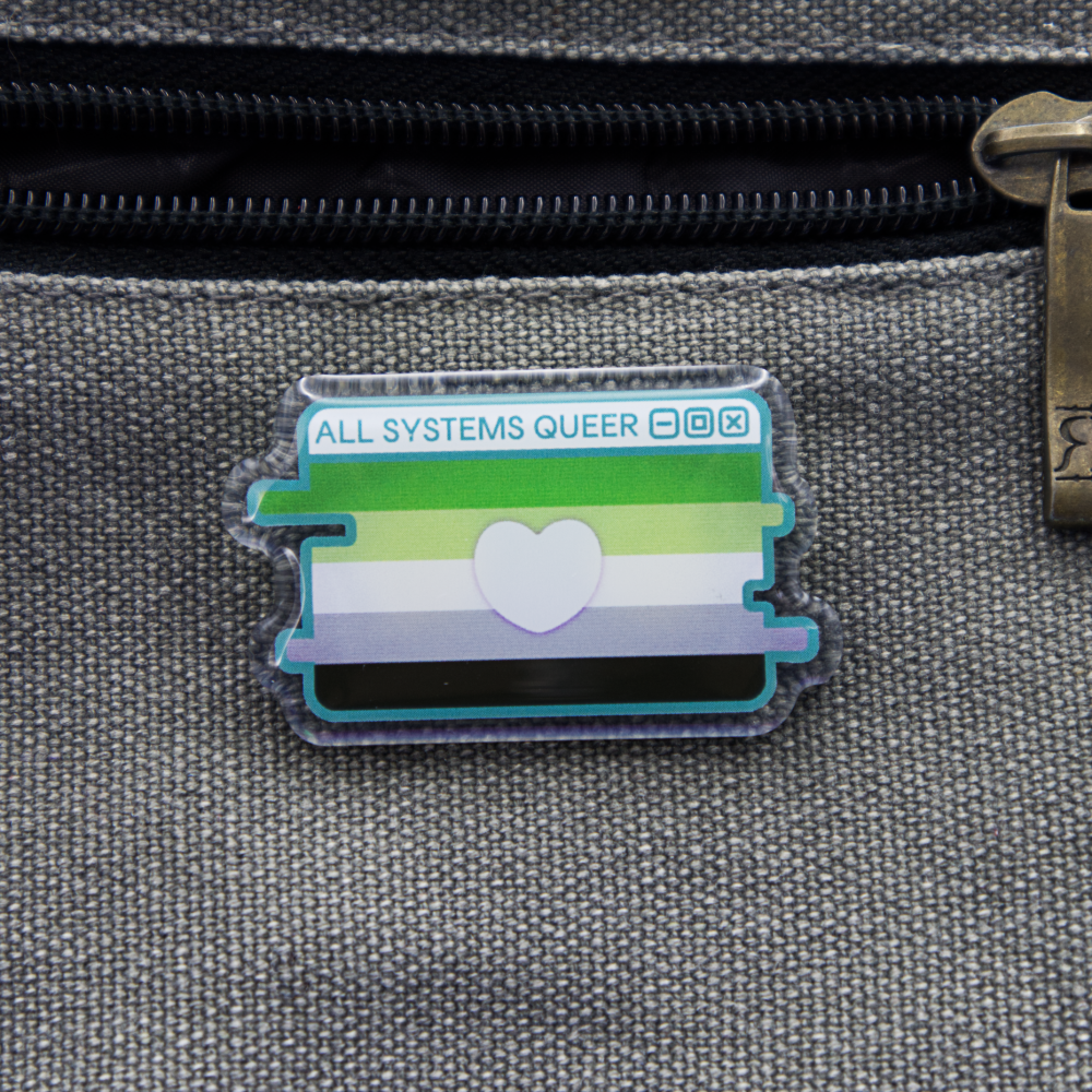 Aromantic Pride System Message Acrylic Pin