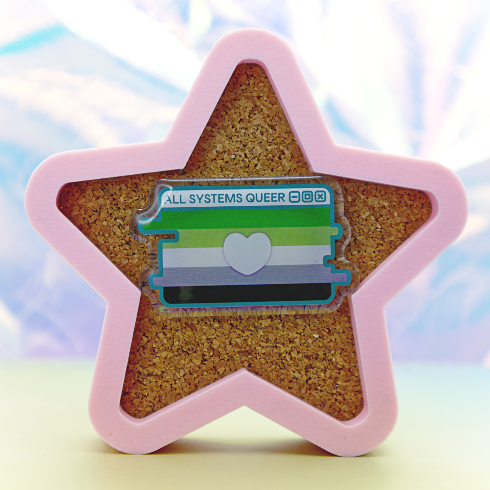 Aromantic Pride System Message Acrylic Pin