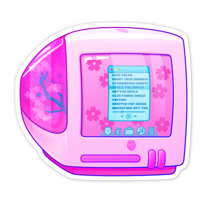 "Sakura iBerry" Y2K Computer-Inspired Vinyl Sticker