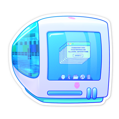 "Glitchy iBerry" Y2K Computer-Inspired Vinyl Sticker