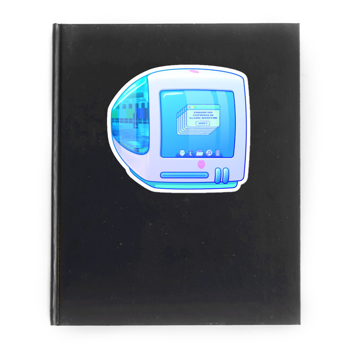 "Glitchy iBerry" Y2K Computer-Inspired Vinyl Sticker