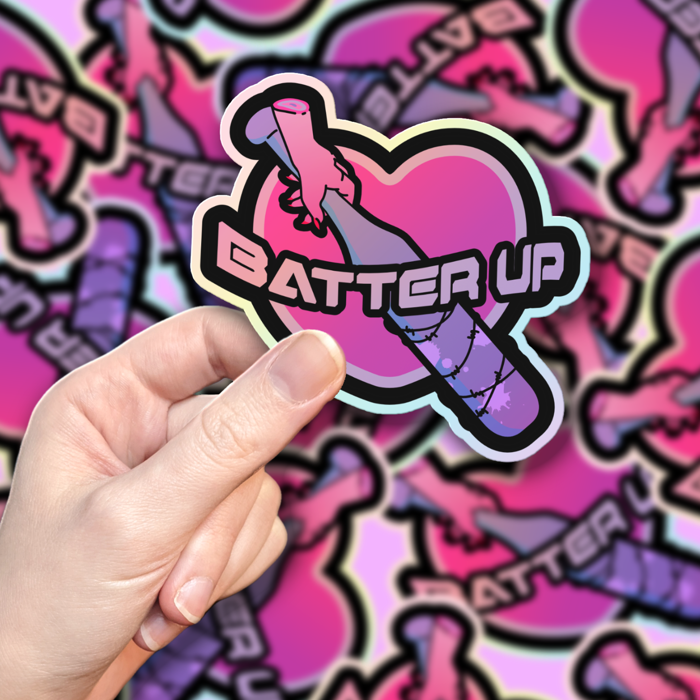「Batter Up」 Holographic Sticker