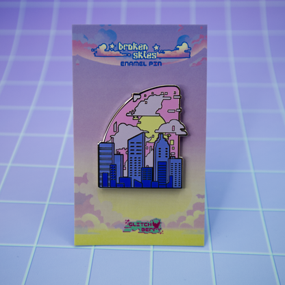 City Sunrise Vaporwave Enamel Pin