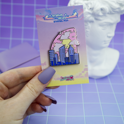 City Sunrise Vaporwave Enamel Pin
