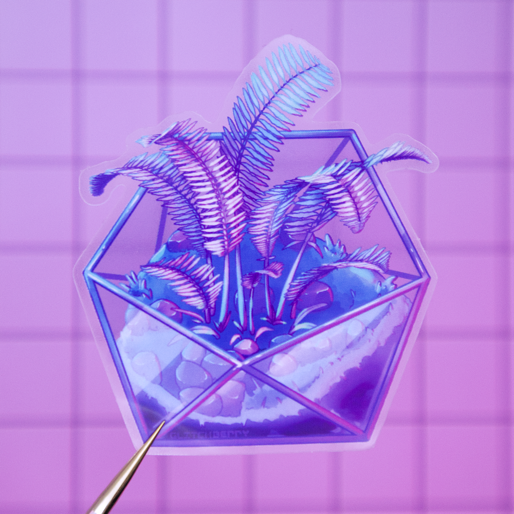 Fern Terrarium Clear Vinyl Sticker