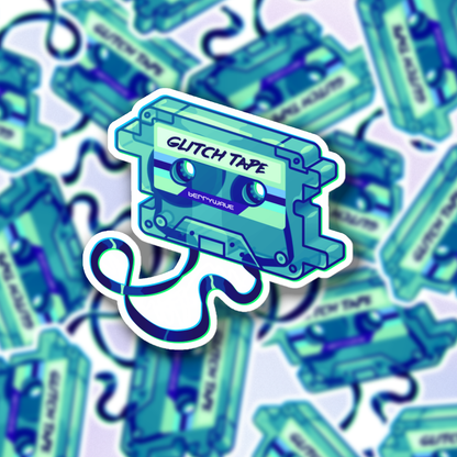 Teal "GlitchTape" Vinyl Sticker