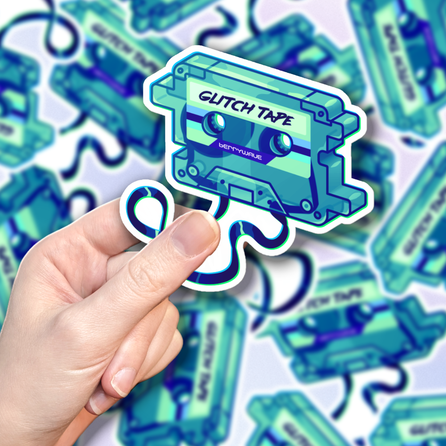 Teal "GlitchTape" Vinyl Sticker