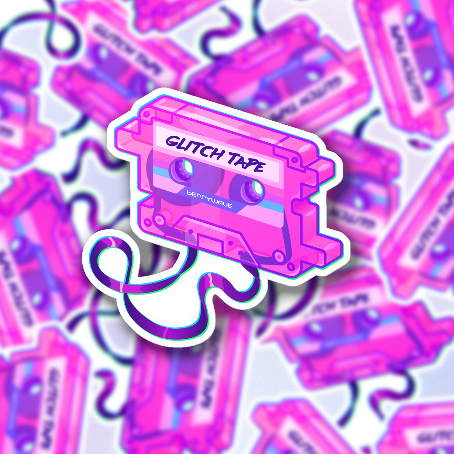 Pink "GlitchTape" Vinyl Sticker