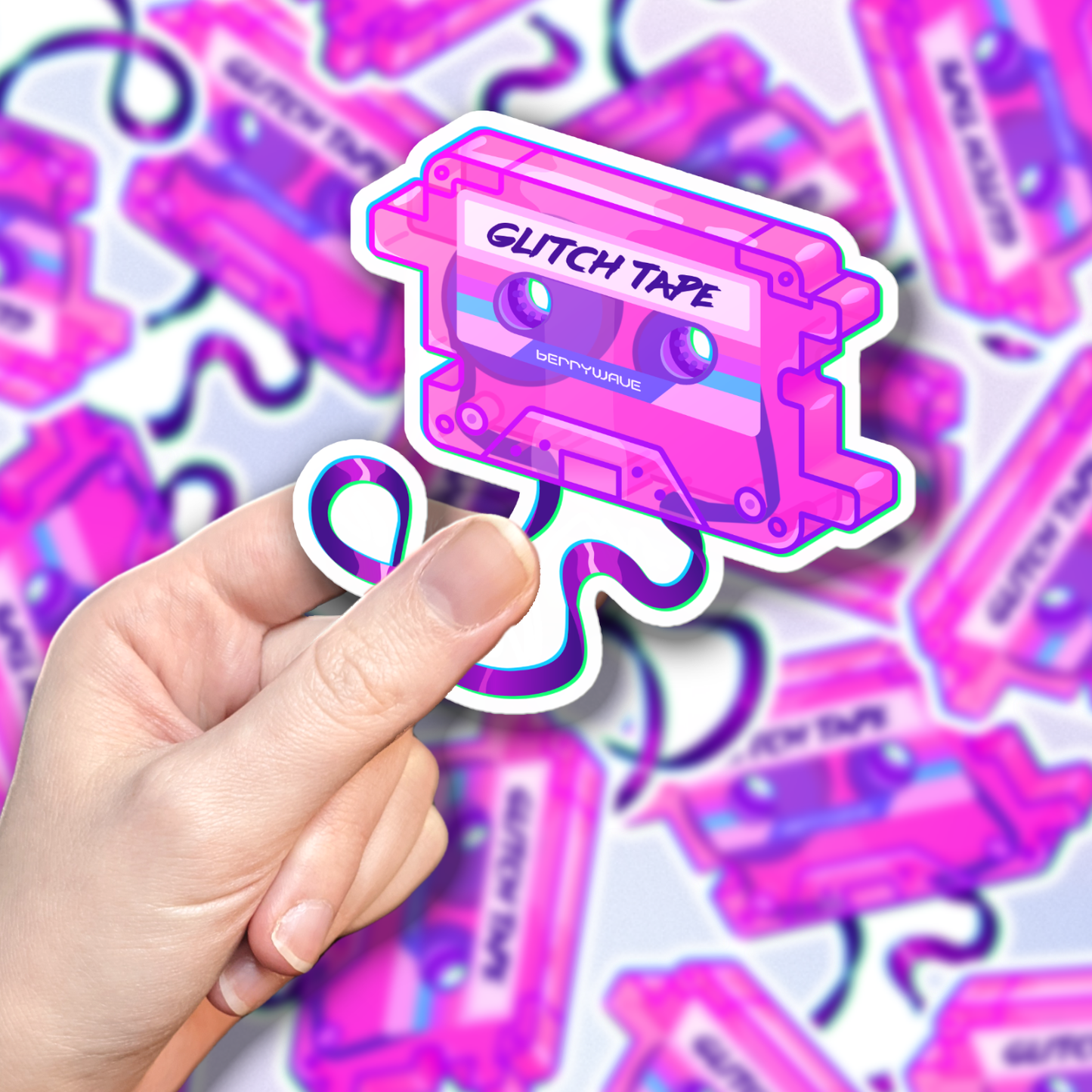 Pink "GlitchTape" Vinyl Sticker