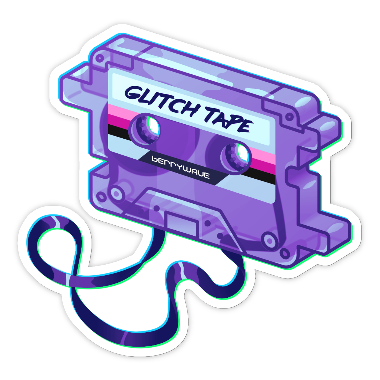 Purple "GlitchTape" Vinyl Sticker