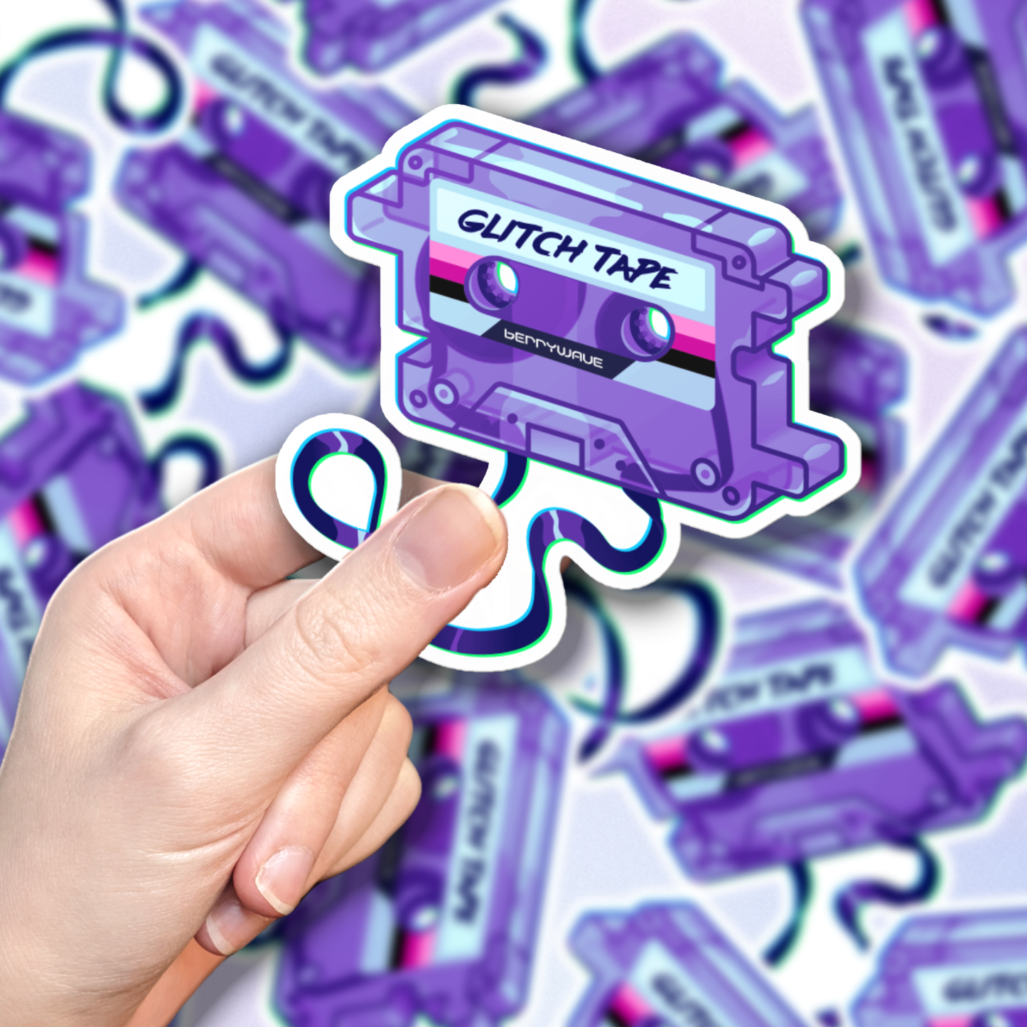 Purple "GlitchTape" Vinyl Sticker