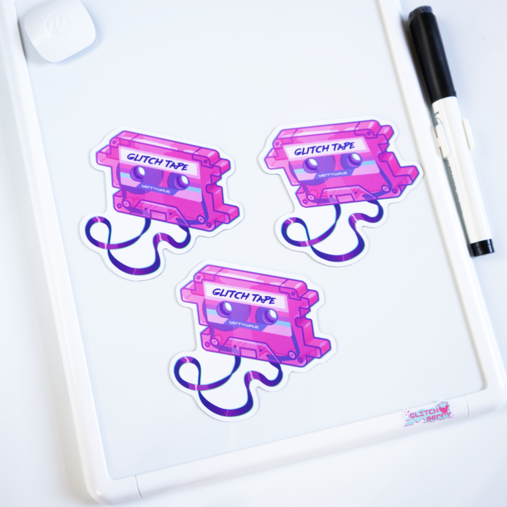 Pink "GlitchTape" Cassette" Fridge Magnet
