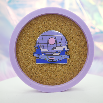 Grid Beach Vaporwave Enamel Pin