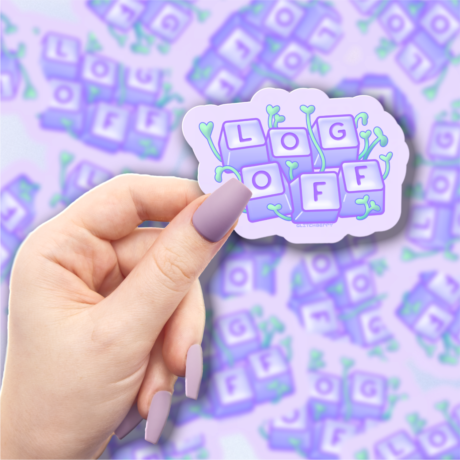Log Off Vinyl Sticker-Stickers-GlitchBerry