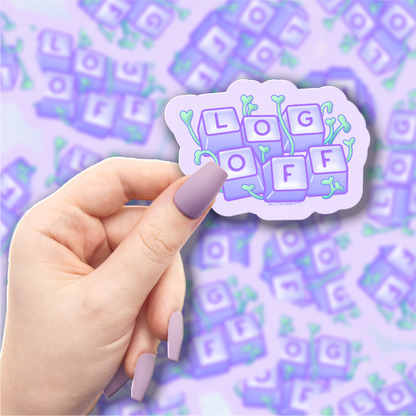 Log Off Vinyl Sticker-Stickers-GlitchBerry