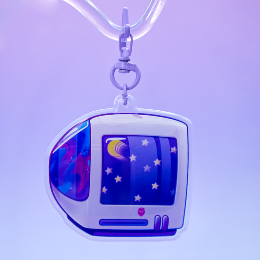 Celestial "iBerry" Y2K Computer-Inspired Acrylic Keychain